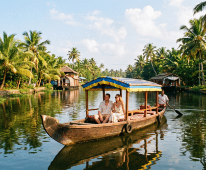 Best time to visit Alleppey backwaters with a traditional shikara boat cruising through Kerala canals